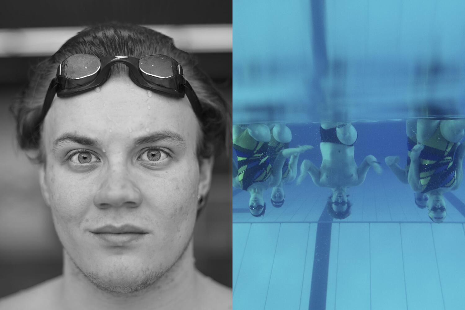 WM-Synchronschwimmer Niklas Stoeppel. Auftragsarbeit für Kundenmagazin Sanitas Troesch. 